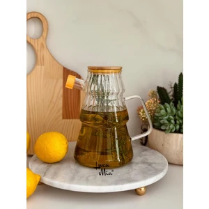 Dalya Bambu Kapaklı Cam Yağlık 1000 ml