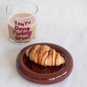 Beige & Stone Seramik Küçük Boy Kahverengi Donut Tatlı Meze Sunum Tabağı