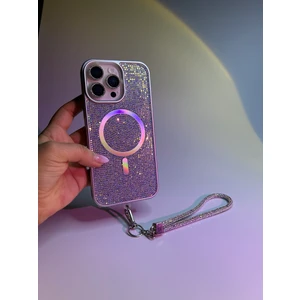 Apple iPhone 15 Uyumlu Magsafe Özellikli Lüks Taşlı Glamour Set Kapak