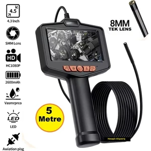 4.3 Inç Ekran 5 Metre Endüstriyel Endoskop Hd Yılan Kamera (Tek Lens 8 LED Işık)