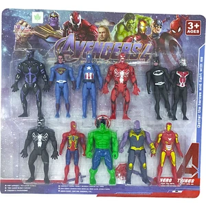 Brother Toys Avengers Süper Kahramanlar 11 Adet 12 Cm. Figür Oyuncak Seti Örümcek Adam Kara Panter Venom Süpermen