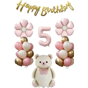 Retro Fiyonklu Ayıcık Temalı Yaş Balon Set
