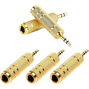 5 Adet - 6.3mm Dişi To 3.5mm Erkek Stereo Çevirici Jak Adaptör - Gold Plated