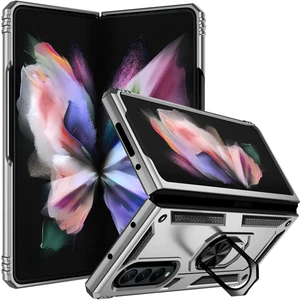 Samsung Galaxy Z Fold 3 Kılıf Yüzüklü Stand Olabilen Magnetic Tpu Tank Kapak