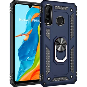 Huawei P30 Lite Kılıf Yüzüklü Stand Olabilen Magnetic Tpu Tank Kapak
