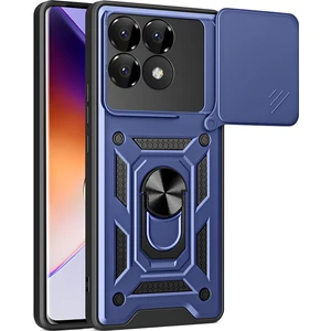 Xiaomi Poco F6 Pro Kılıf Magnetik Standlı Sürgülü Kamera Korumalı Tank Kapak