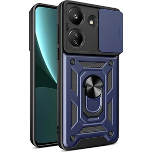 Xiaomi Poco C65 Kılıf Magnetik Standlı Sürgülü Kamera Korumalı Tank Kapak