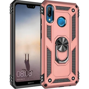 Huawei P20 Lite Kılıf Yüzüklü Stand Olabilen Magnetic Tpu Tank Kapak