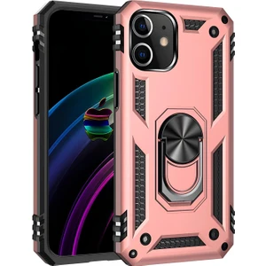 Apple iPhone 12 Kılıf Yüzüklü Stand Olabilen Magnetic Tpu Tank Kapak