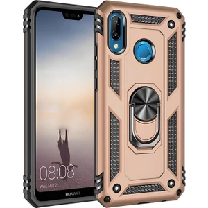 Huawei P20 Lite Kılıf Yüzüklü Stand Olabilen Magnetic Tpu Tank Kapak