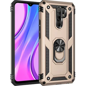 Xiaomi Redmi 9 Kılıf Yüzüklü Stand Olabilen Magnetic Tpu Tank Kapak