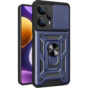 Xiaomi Poco F5 Kılıf Magnetik Standlı Sürgülü Kamera Korumalı Tank Kapak