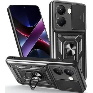 Xiaomi Poco X7 Pro Kılıf Magnetik Standlı Sürgülü Kamera Korumalı Tank Kapak