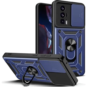 Xiaomi Poco F5 Pro Kılıf Magnetik Standlı Sürgülü Kamera Korumalı Tank Kapak