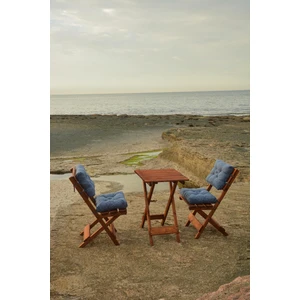 2+1 Bistro Sandelye Masa Seti Minderli  Lacivert