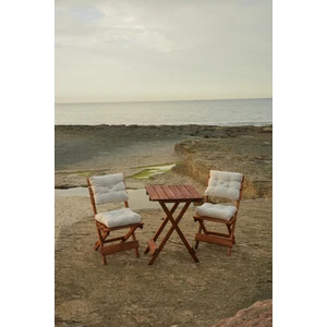 Minderli Balkon Bahçe Mutfak 3lü Bistro Set Katlanır Masa Sandalye 50*50 Krem