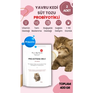 2 Adet Anne Sütü Destekli Probiyotikli Yavru Kedi Süt Tozu 200 gr Hamile Kedi Kullanımına Uygun