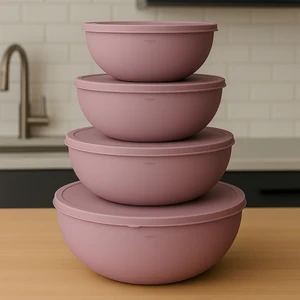 4'lü Büyük Boy Saklama Kabı Seti – Yumuşak Kapaklı Hamur Leğeni & Un ve Erzak Saklama Kabı - Kaseler