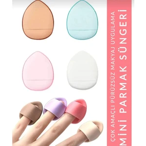 Parmak Makyaj Süngeri - Mini Puf Kapatıcı  Fondöten Pudra Süngeri  4 Adet