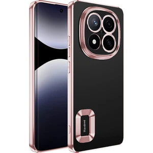 Xiaomi Redmi Note 14 Pro 4g Kılıf Logo Gösteren Parlak Kenarlı Kamera Lens Korumalı Şeffaf Omega Silikon Kapak