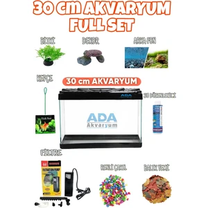 Full Akvaryum Seti Siyah Renk 35X25X15 cm  9 Parça