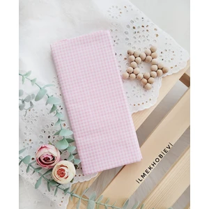 Poplin Kumaş Ekose Desen Pembe Renk  Cotton 50*170  cm  (1 Prç)
