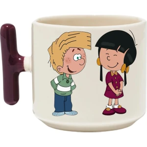 Yebs Design Cedric Kupa Bardak Lila T Kulp Mug, Tasarımlı Seramik Bardak , Kişiselleştirilmiş Hediye