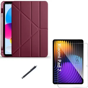 Xiaomi Pad 7 11.2 Inç Uyumlu Tri Fold Kalemlikli Tablet Kılıfı Ekran Koruyucu Kalem Seti