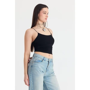 Siyah Ince Askılı Fitted Basic Atalet 947