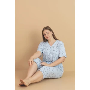 Kadın Büyük Beden Kısa Kollu Kapri Bambu Pijama Takımı