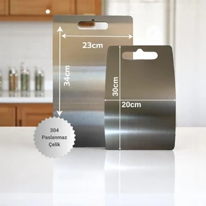Create Handle 2'li 304 Paslanmaz Çelik Kesme Tahtası Seti – Hijyenik, Dayanıklı ve Modern Tasarım (20X30 cm & 23X34 Cm)
