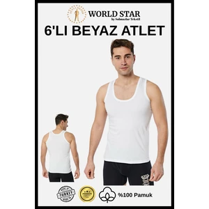 World Star 6'lı Beyaz Erkek Atlet – Pamuklu Penye – Rahat ve Dayanıklı