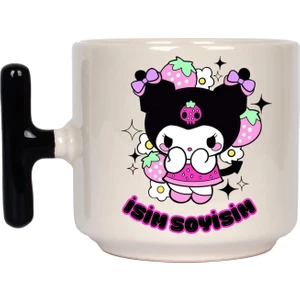 Yebs Design ,Tasarım Kuromi Kupa Bardak ,Siyah T Kulp Mug, Özel Seramik Bardak , Kişiselleştirilmiş Hediye