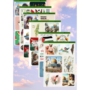 6'lı Filistin Temalı 12*17 cm Sticker Seti