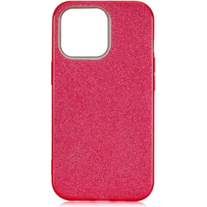 Apple iPhone 13 Pro Max Kılıf Kırmızı Jade Simli Silikon Kapak  Esnek Ince (Apple iPhone 13 Pro Max, Kırmızı)