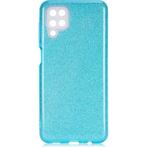 Samsung Galaxy A12 Kılıf Mavi Jade Simli Silikon Kapak  Esnek Ince (Samsung Galaxy A12, Mavi)