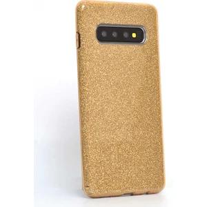 Samsung Galaxy S10 Plus Kılıf Gold Jade Simli Silikon Kapak  Esnek Ince (Samsung Galaxy S10 Plus, Gold)