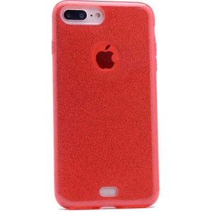 Apple iPhone 8 Plus Kılıf Kırmızı Jade Simli Silikon Kapak  Esnek Ince (Apple iPhone 8 Plus, Kırmızı)