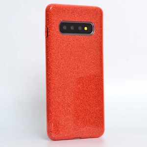 Samsung Galaxy S10 Plus Kılıf Kırmızı Jade Simli Silikon Kapak  Esnek Ince (Samsung Galaxy S10 Plus, Kırmızı)