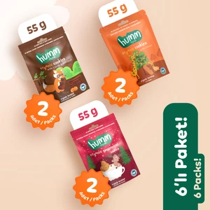 Humm Organic Organik Vegan Zencefilli Keçiboynuzlu ve Portakallı Tatlı Kurabiyeler Atıştırmalık Paketi - 6 Adet (3 Çeşit)