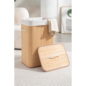 Bambu Kirli Çamaşır Sepeti Halatlı Bambu Çamaşır Oyuncak Sepeti Dikdörtgen