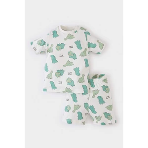 Erkek Bebek Pijama Takımı Dinazor Baskılı Kısa Kollu Penye Üst Beli Lastikli Şort E1178A525SM