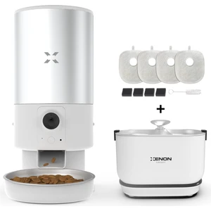 Xenon Smart Akıllı 5LT Çelik Hazneli Mama Kabı Otomatik Şarj Edilebilir Bataryalı Su Pınarı ve Yedek Filtre 3'lü Pet Ürünleri Seti