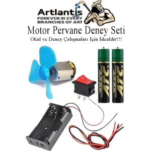 Motor Deney Seti 1 Paket Pervane Dc Motor Anahtar Pil Yatağı Iletken Kablo Pil Okul Sınıf Deney Malzemesi