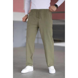 Haki Erkek Yazlık Keten Pantolon - Geniş Beden Seçeneği