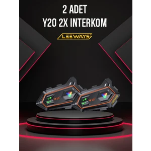 Iki Adet Y20 2x 1000M Telsiz Mesafeli Özellikli 2 Kişi Bağlantılı Bluetooth Kask Kulaklık Ekranlı Fenerli Motosiklet Interkom