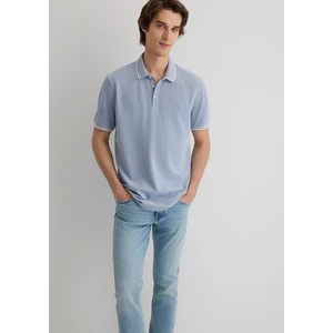 Erkek Şerit Detaylı Mavi Polo Tişört 065900-30715