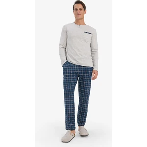 Regular Fit Pijama Takımı Uzun Kollu Üst Kareli Uzun Alt Z6566AZ25SP