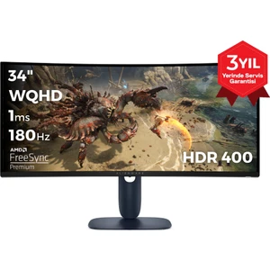Alienware AW3425DWM 34 3440X1440 Wqhd 180Hz 1ms HDMI Dp Freesync Premium Hdr 400 Curved Gaming Monitör