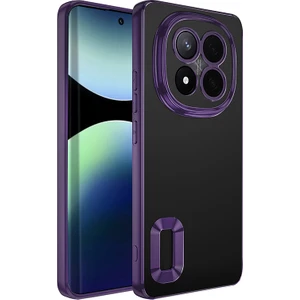 Xiaomi Redmi Note 14 Pro Plus Kılıf Logo Gösteren Parlak Kenarlı Kamera Lens Korumalı Şeffaf Omega Silikon Kapak